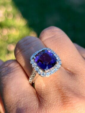 Purple Natural Gemstone Statement Ring Adjustable